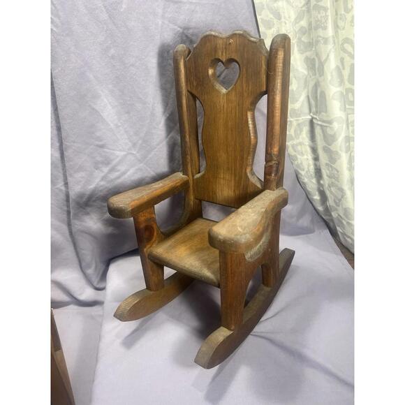 Wood Rocking Chair Doll Furniture 12" Woven Seat Ladder Back 17" Wooden Rocker - Picture 7 of 9